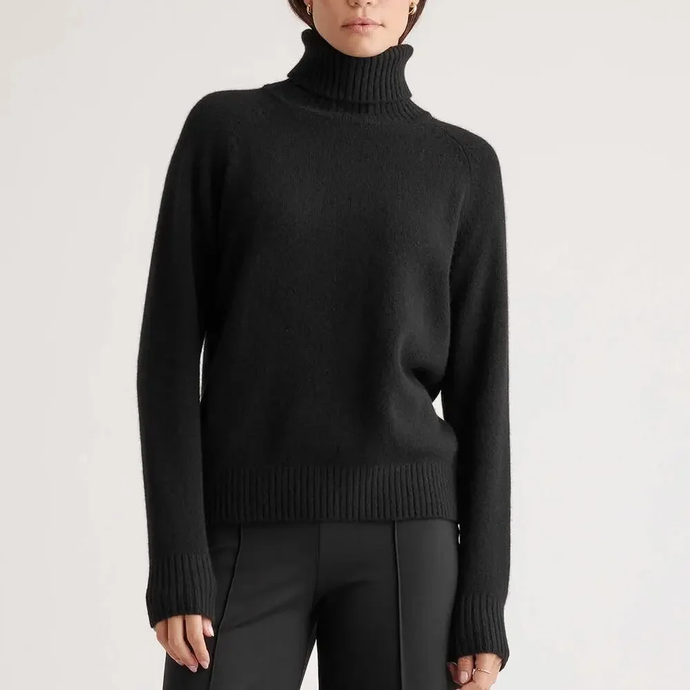 Quince 100% Yak Wool Turtleneck Sweater Long Sleeve Pullover Black Womens Size M